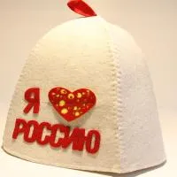 Шапка банная с аппликацией "Я люблю Россию с хохломой" шапка банная с аппликацией "я люблю россию с хохломой"
