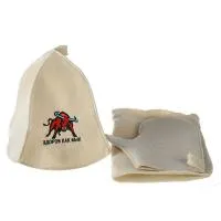 Набор из 3-х предметов (шапка "Здоров как бык", рукавица, коврик) Бацькина баня набор из 3-х предметов (шапка "здоров как бык", рукавица, коврик) бацькина баня