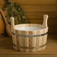 Шайка двуручная 17л с пластмассовой вставкой Русские узоры, Банный Эксперт шайка двуручная 17л с пластмассовой вставкой русские узоры, банный эксперт