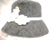 Шапка для бани Шляпа с дубовыми листиками, серая, Жар-Банька шапка для бани шляпа с дубовыми листиками, серая, жар-банька