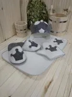 Набор из 4-х предметов (шапка "Царская", рукавица, коврик, тапочки), Жар-Банька набор из 4-х предметов (шапка "царская", рукавица, коврик, тапочки), жар-банька