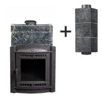 печь для бани прометалл атмосфера l в камне пироксенит + труба в облицовке пироксенит (комплект)