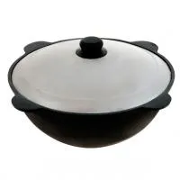 Казан чугунный Узбекский 4,5л  плоское дно с крышкой казан чугунный узбекский 4,5л  плоское дно с крышкой