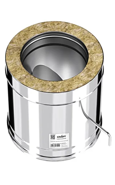 Заслонка Craft утепленная (шибер поворотный) нерж (316/0,8/304/0,5) ф115/200 Cerablanket черный  заслонка craft утепленная (шибер поворотный) нерж (316/0,8/304/0,5) ф115/200 cerablanket черный