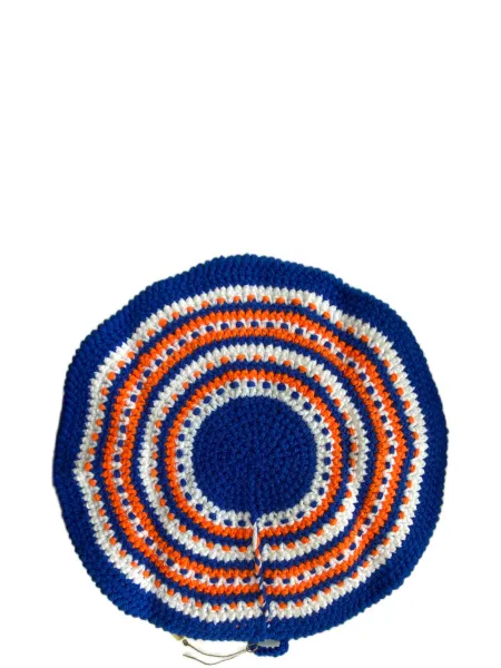 Коврик для бани Банибо №4 ручной работы, акрил, синий/оранжевый/белый, Банный Перец коврик для бани банибо №4 ручной работы, акрил, синий/оранжевый/белый, банный перец