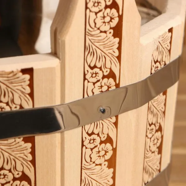 Шайка двуручная 17л с нержавеющей вставкой Русские узоры, Банный Эксперт шайка двуручная 17л с нержавеющей вставкой русские узоры, банный эксперт