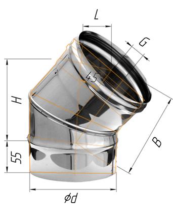 колено феррум угол 135° нержавеющее (430/0,5 мм) ф220